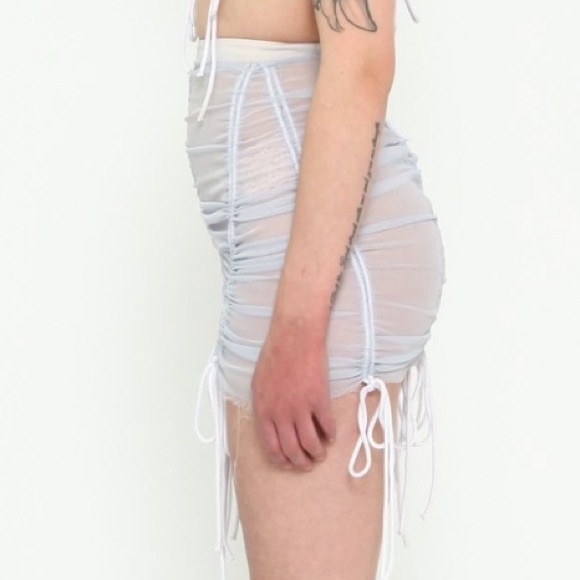 Ruched Sheer Lilac Skirt - Picture 2 of 11